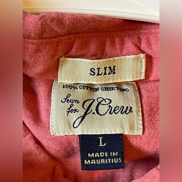 - J Crew Factory Men’s Slim Button Down Pink 100% Cotton Size L - Picture 6 of 11